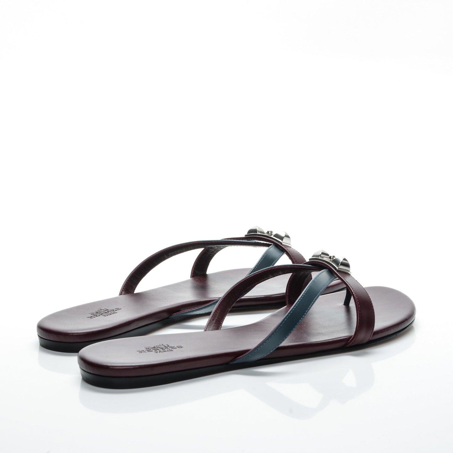 Nappa Calfskin Corfou Sandals 39 Bleu Ardoise Bordeaux