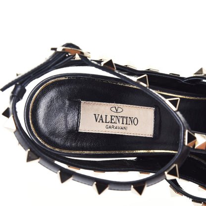 Valentino Garavani Calfskin Nappa Boudoir Rockstud Ankle Strap 100mm Pumps 38 Rose Cannelle Black 7 of 9