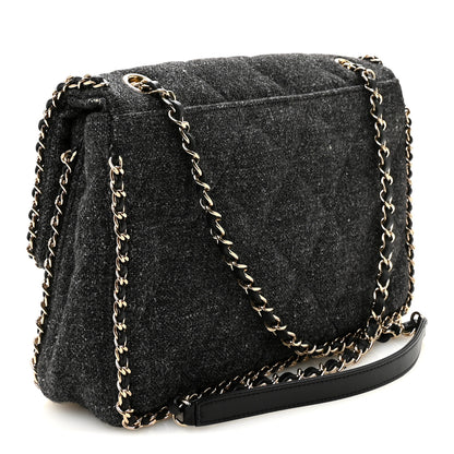 Chanel Wool Tweed Quilted Coco Neige Chain Around Flap Black 3 of 10