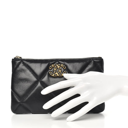 Chanel Shiny Goatskin Quilted Small Chanel 19 Pouch Black 2 of 7