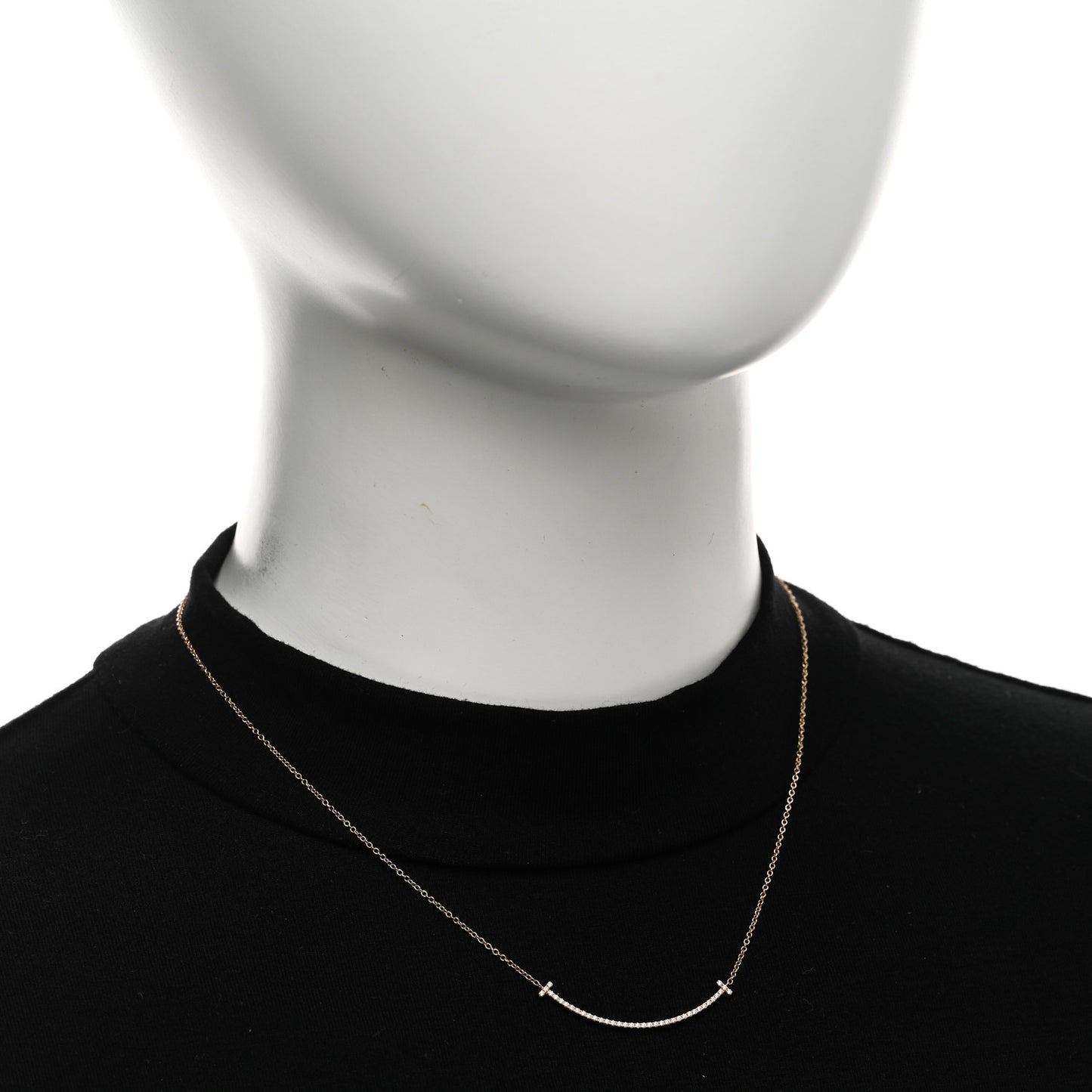 18K Yellow Gold Diamond Small T Smile Pendant Necklace