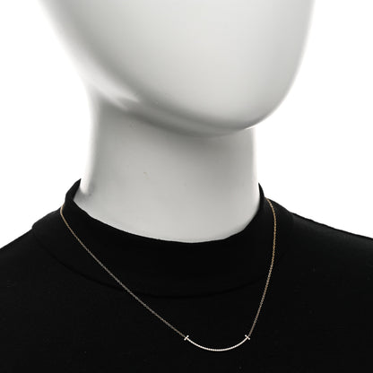 Tiffany 18K Yellow Gold Diamond Small T Smile Pendant Necklace 2 of 4