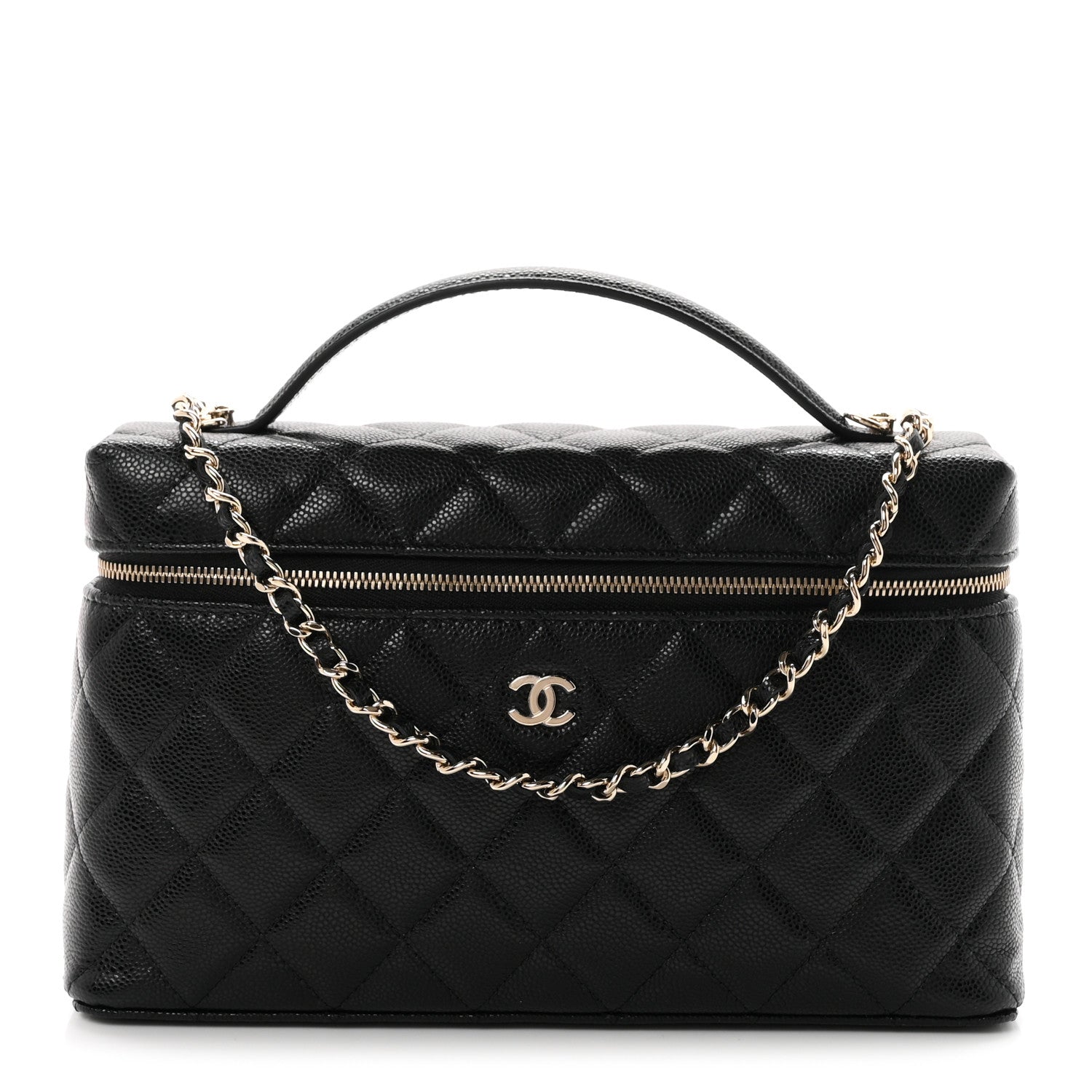 Chanel Caviar Quilted Large Top Handle Slim Vanity With Chain Black 1 of 9