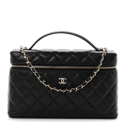 Chanel Caviar Quilted Large Top Handle Slim Vanity With Chain Black 1 of 9