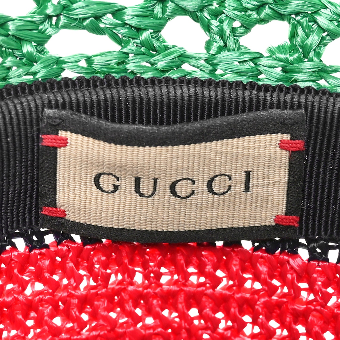 Raffia Interlocking G Web Bucket Hat S Green Multicolor