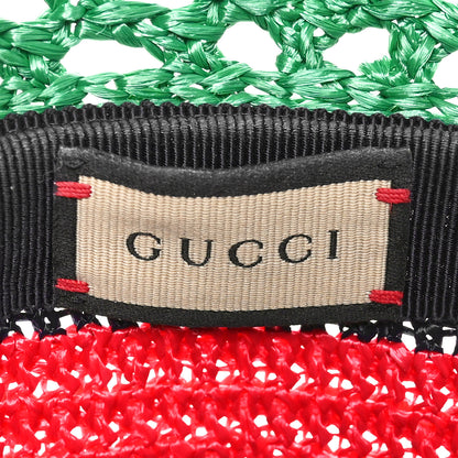 Gucci Raffia Interlocking G Web Bucket Hat S Green Multicolor 9 of 9