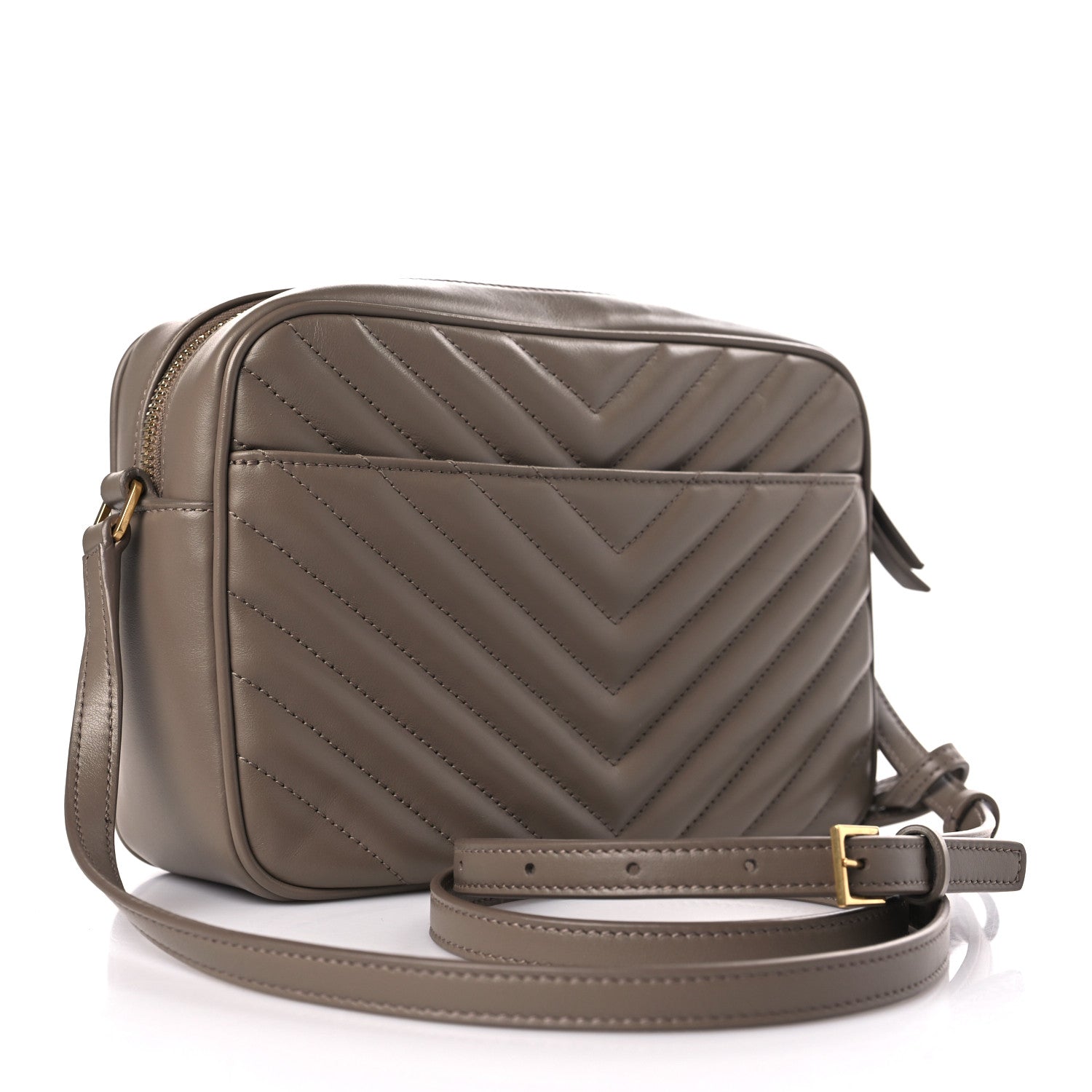Saint Laurent Calfskin Matelasse Monogram Lou Camera Bag Taupe 3 of 9