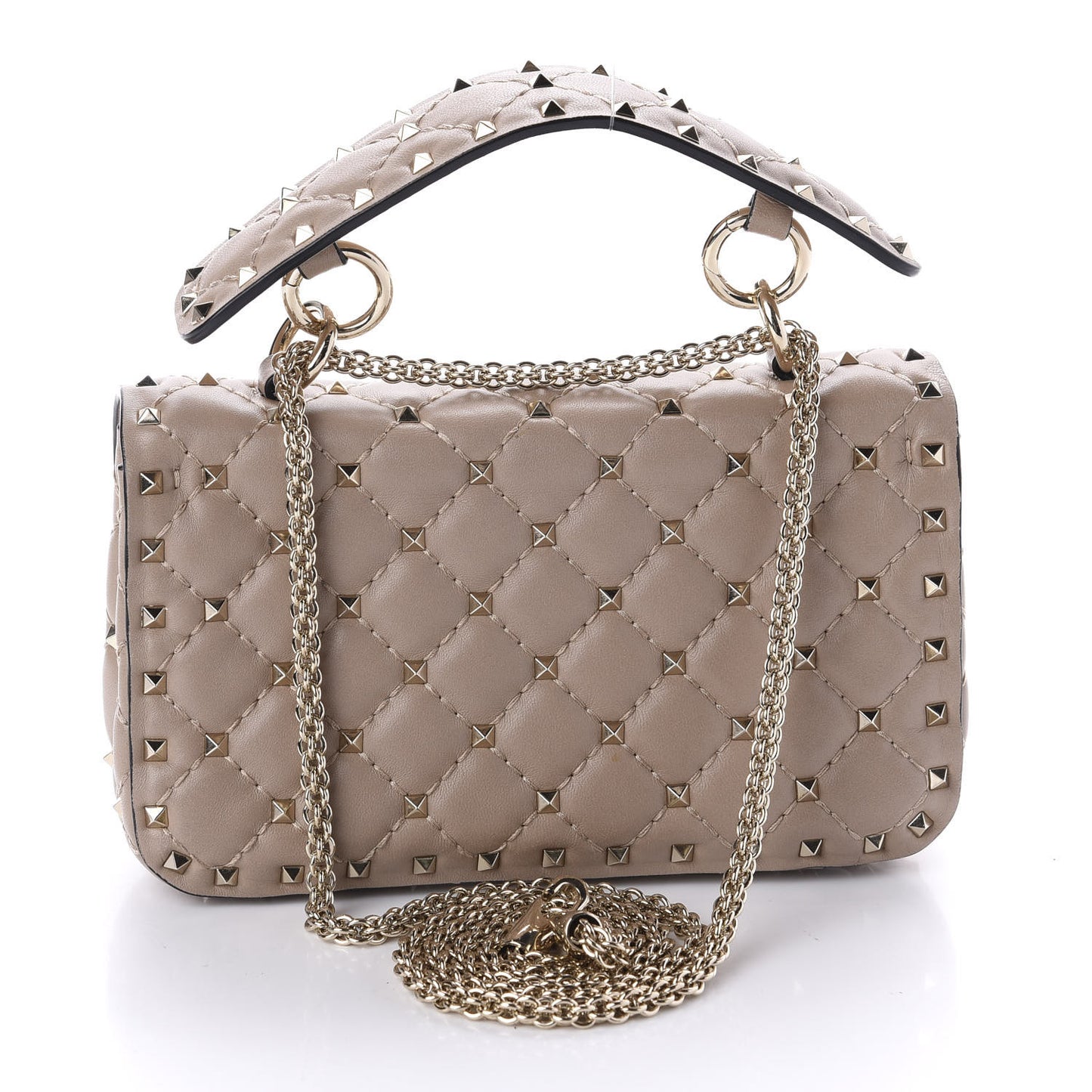 Nappa Small Rockstud Spike Shoulder Bag Poudre