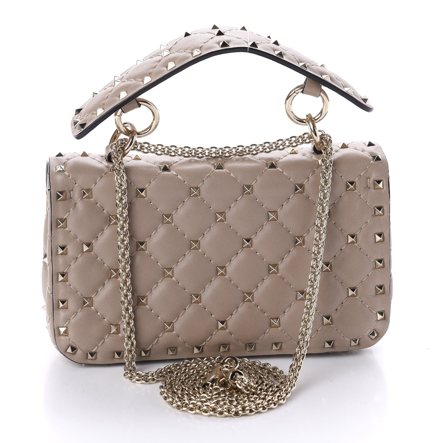 Valentino Garavani Nappa Small Rockstud Spike Shoulder Bag Poudre 2 of 10
