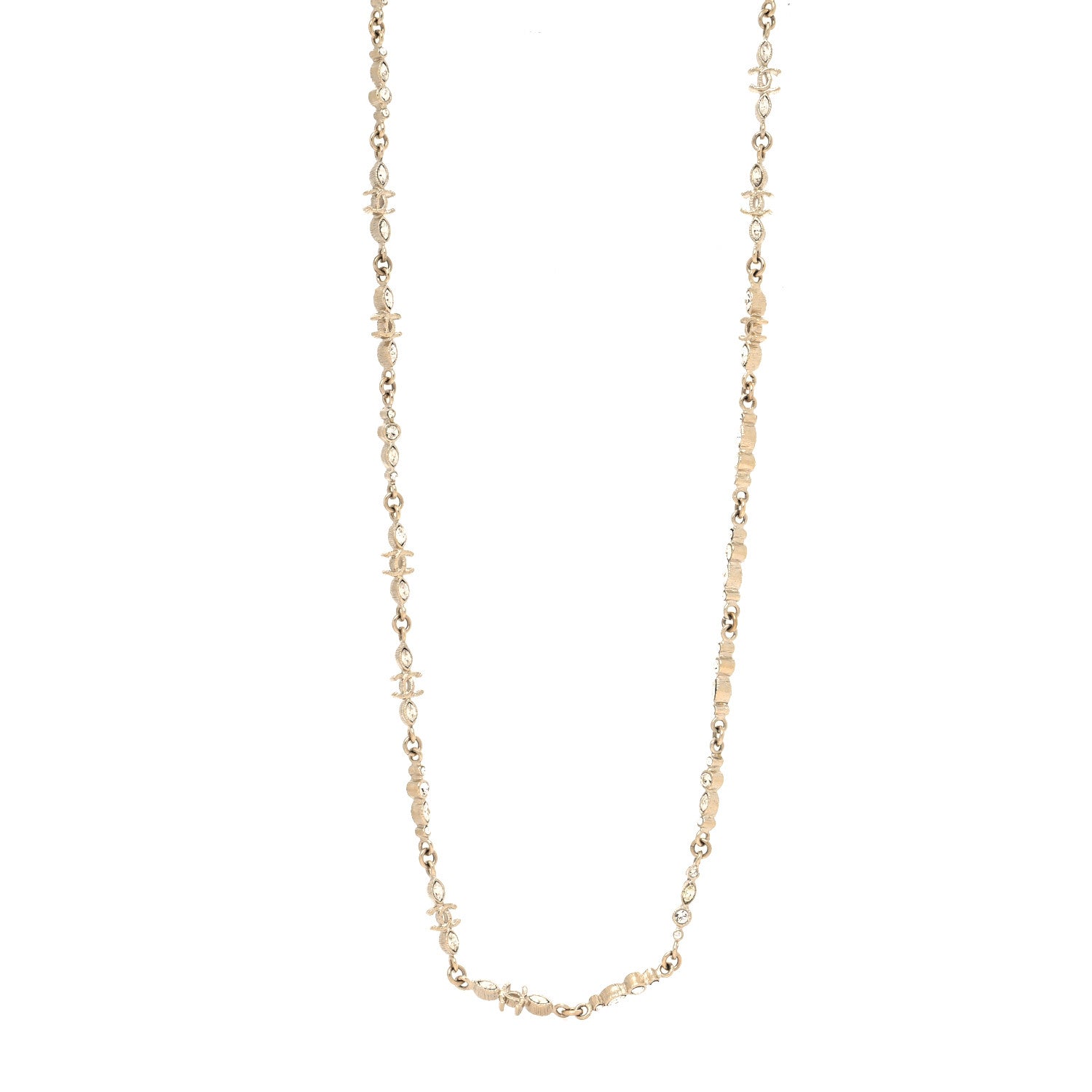 Chanel Crystal CC Long Necklace Gold 1 of 5