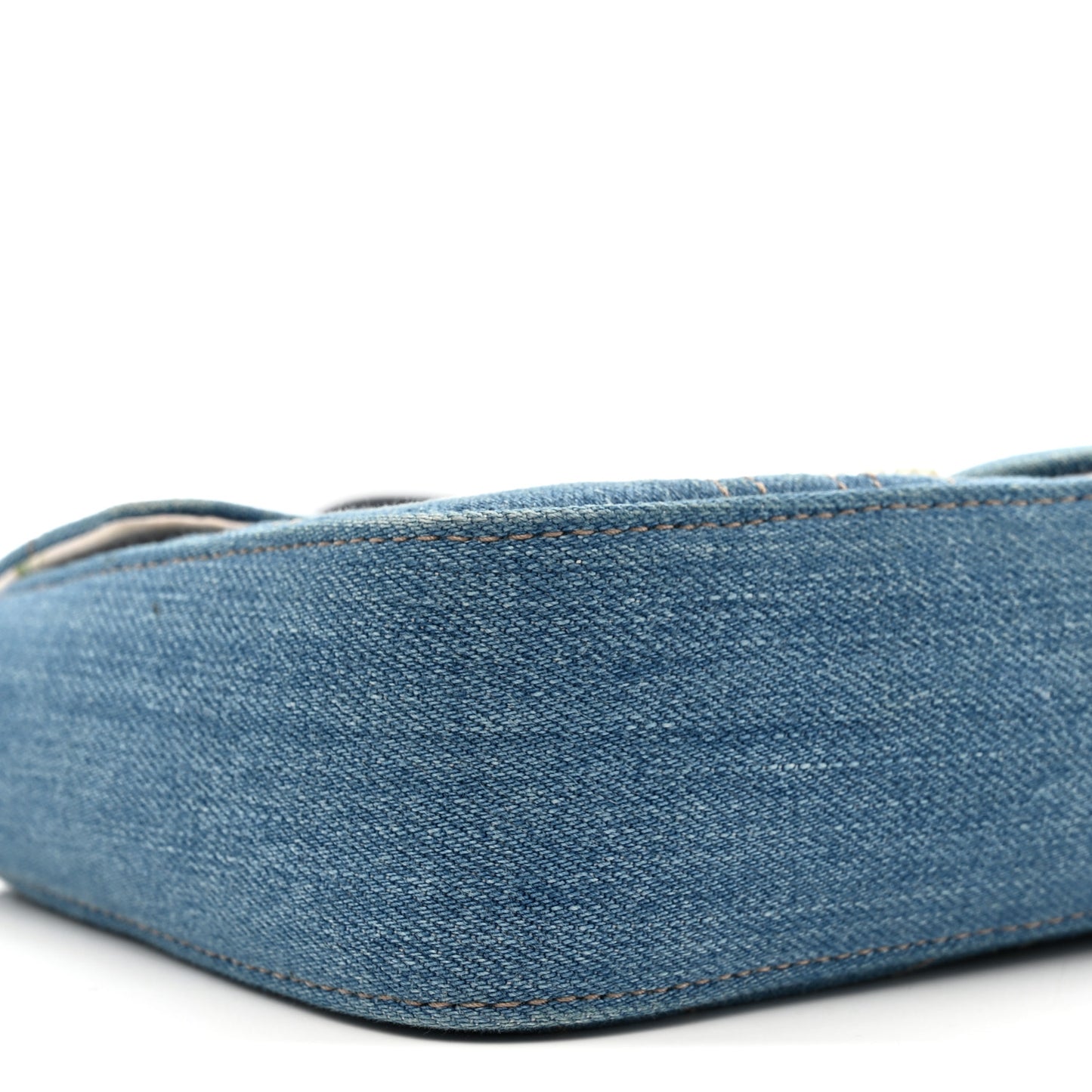 Denim Matelasse Mini Pearly GG Marmont Shoulder Bag Blue