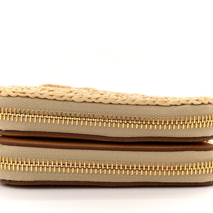 Prada Raffia Calfskin Crochet Logo Embroidered Mini Triangle Crossbody Pouch Naturale 10 of 10