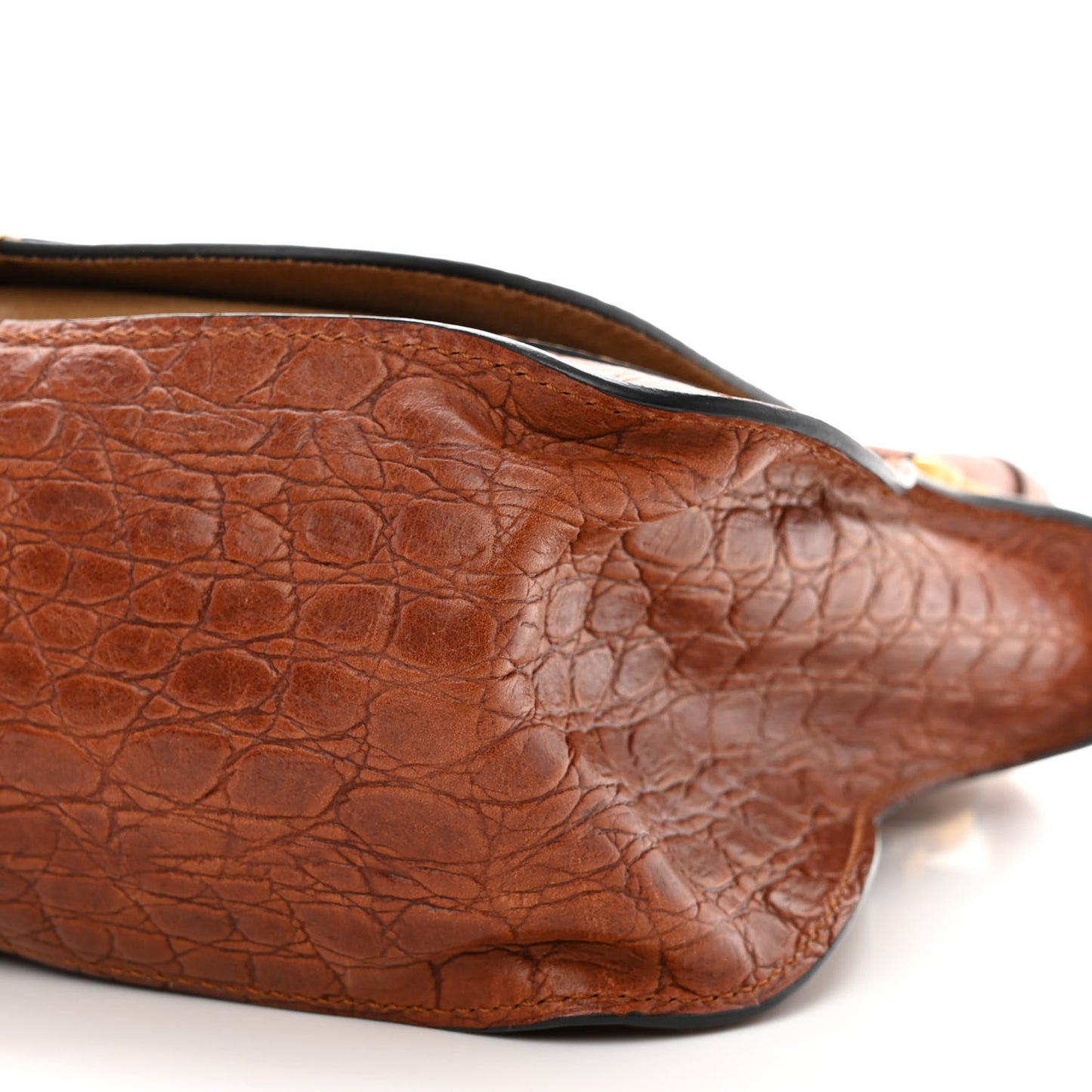 Calfskin Crocodile Embossed Medium Marcie Satchel Mahogany