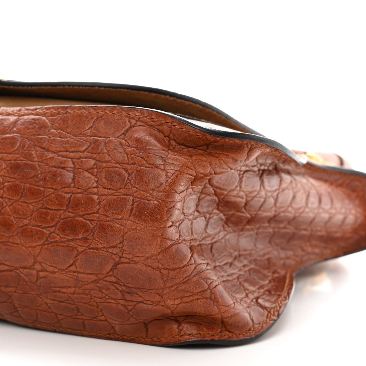 Chloe Calfskin Crocodile Embossed Medium Marcie Satchel Mahogany 10 of 10