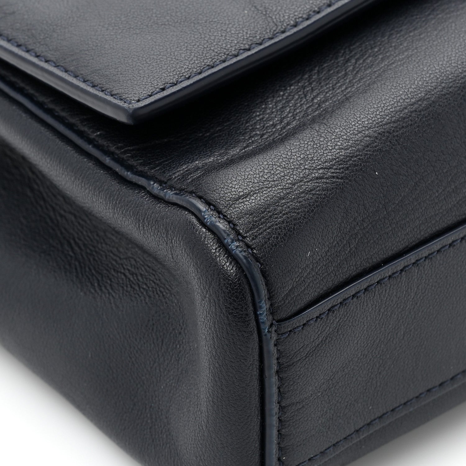 Saint Laurent SAINT LAURENT Smooth Calfskin Suede Medium Reversible Monogram Kate Satchel Navy 10 of 13