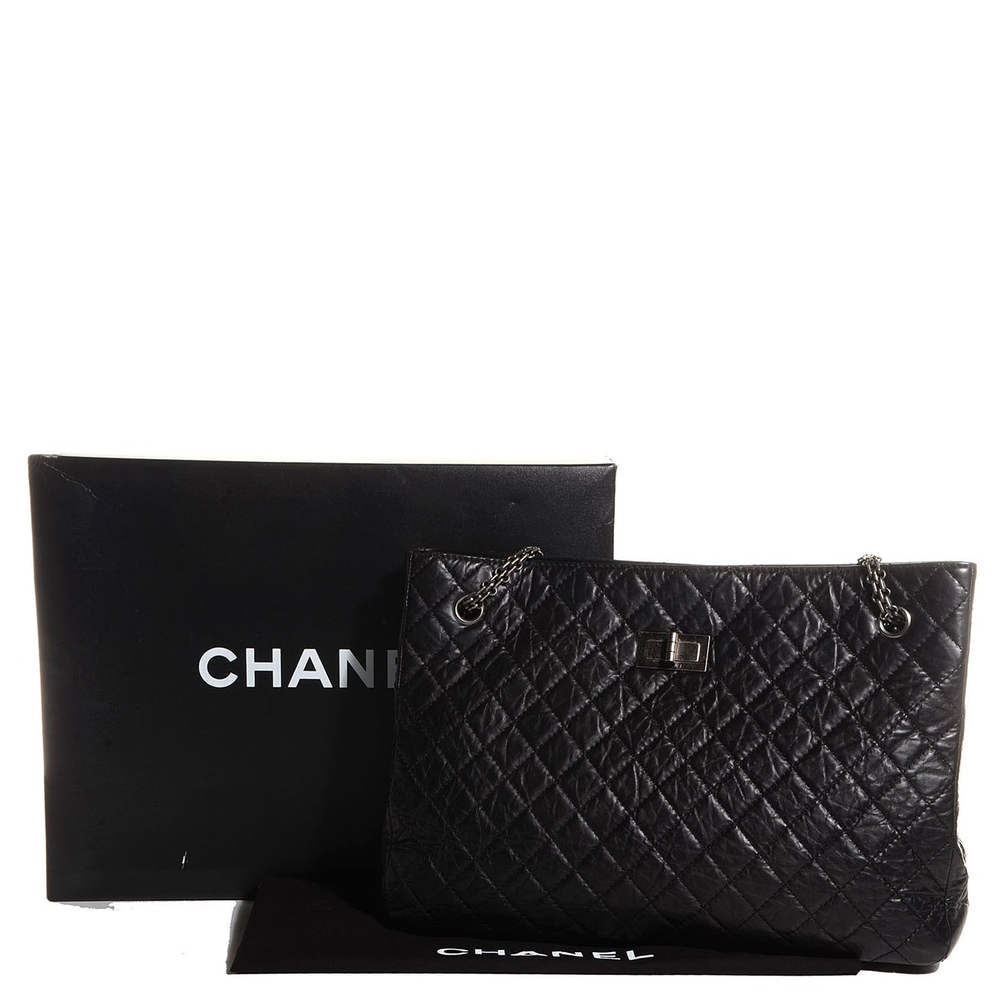 Aged Calfskin Quilted Reissue 2.55 Tote Black