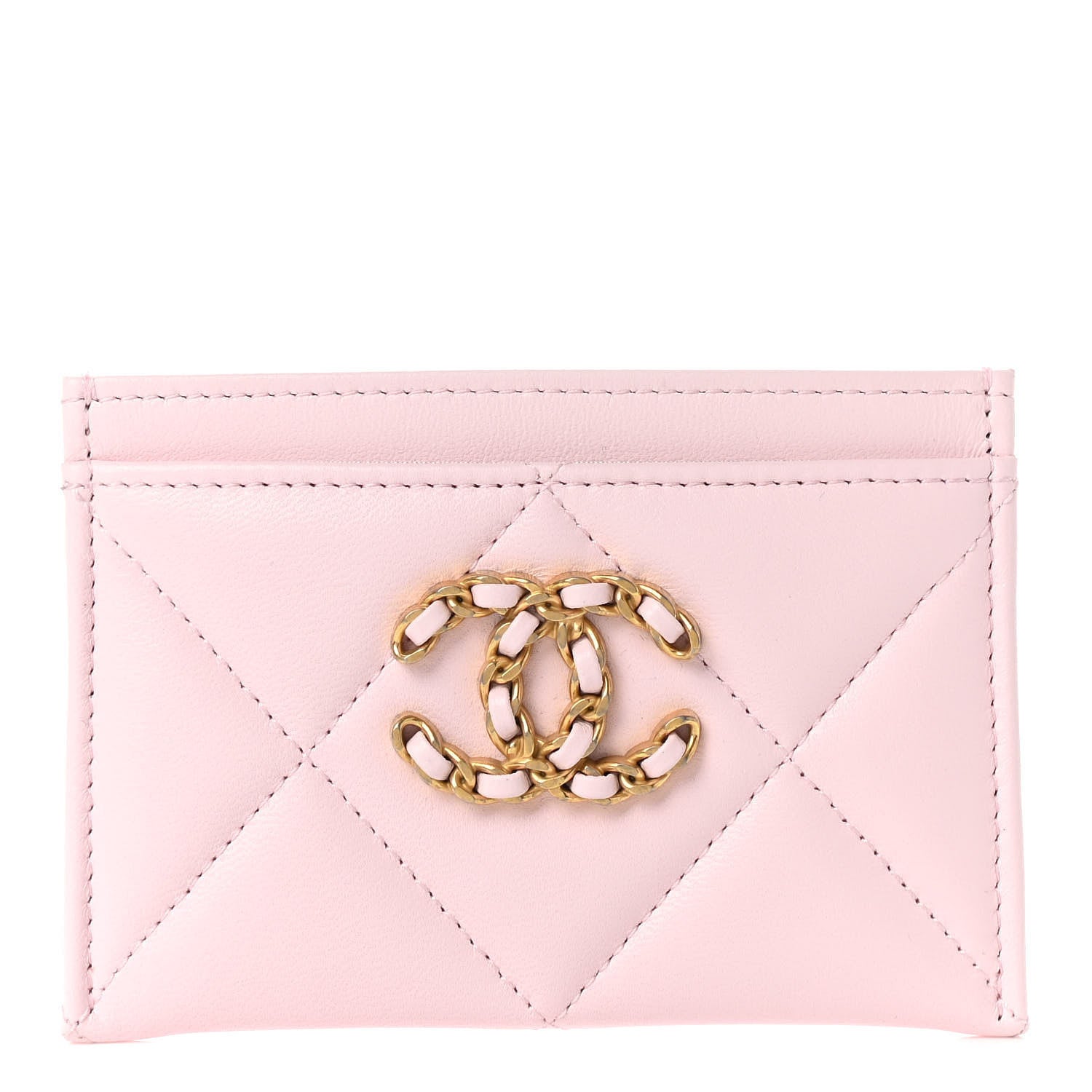 Chanel Lambskin Quilted Chanel 19 Card Holder Light Pink 1 of 7