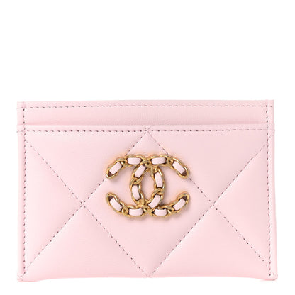 Chanel Lambskin Quilted Chanel 19 Card Holder Light Pink 1 of 7