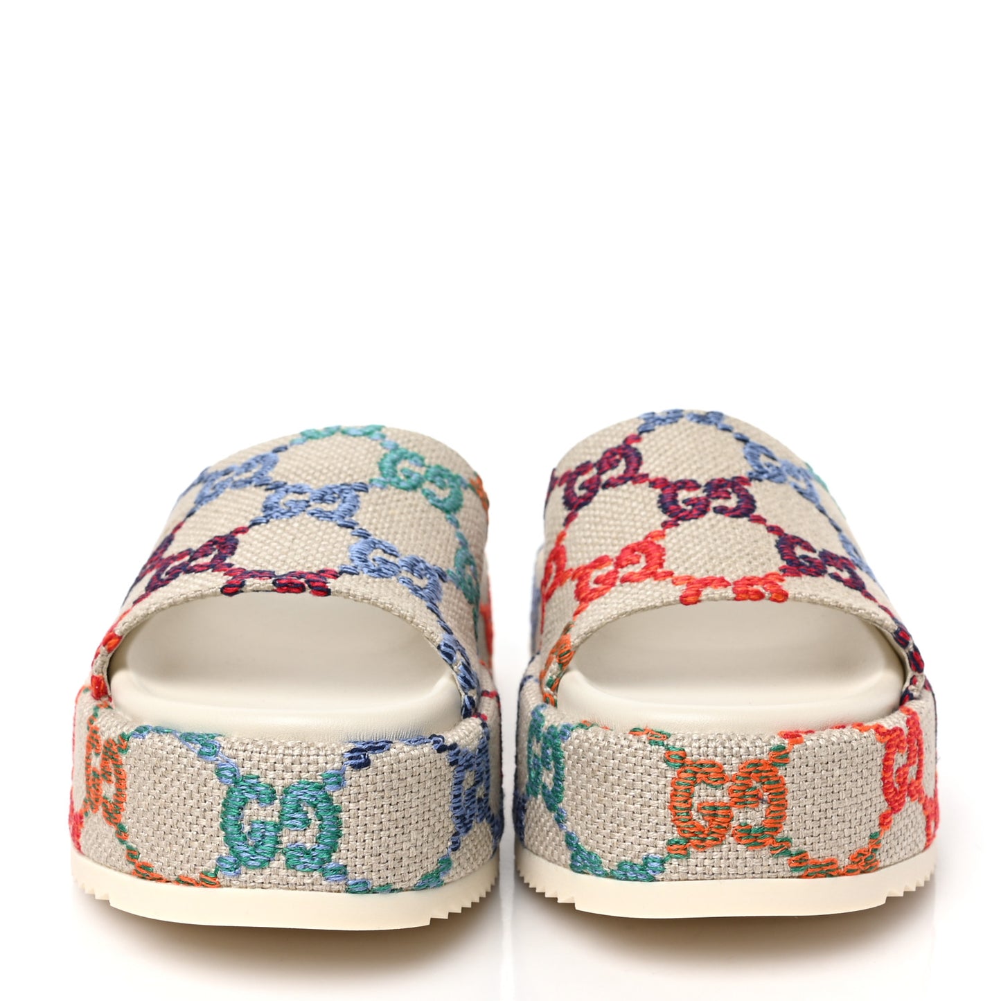 Linen Psychedelic Mini GG Monogram Angelina Platform 55mm Slide Sandals 38 Multicolor
