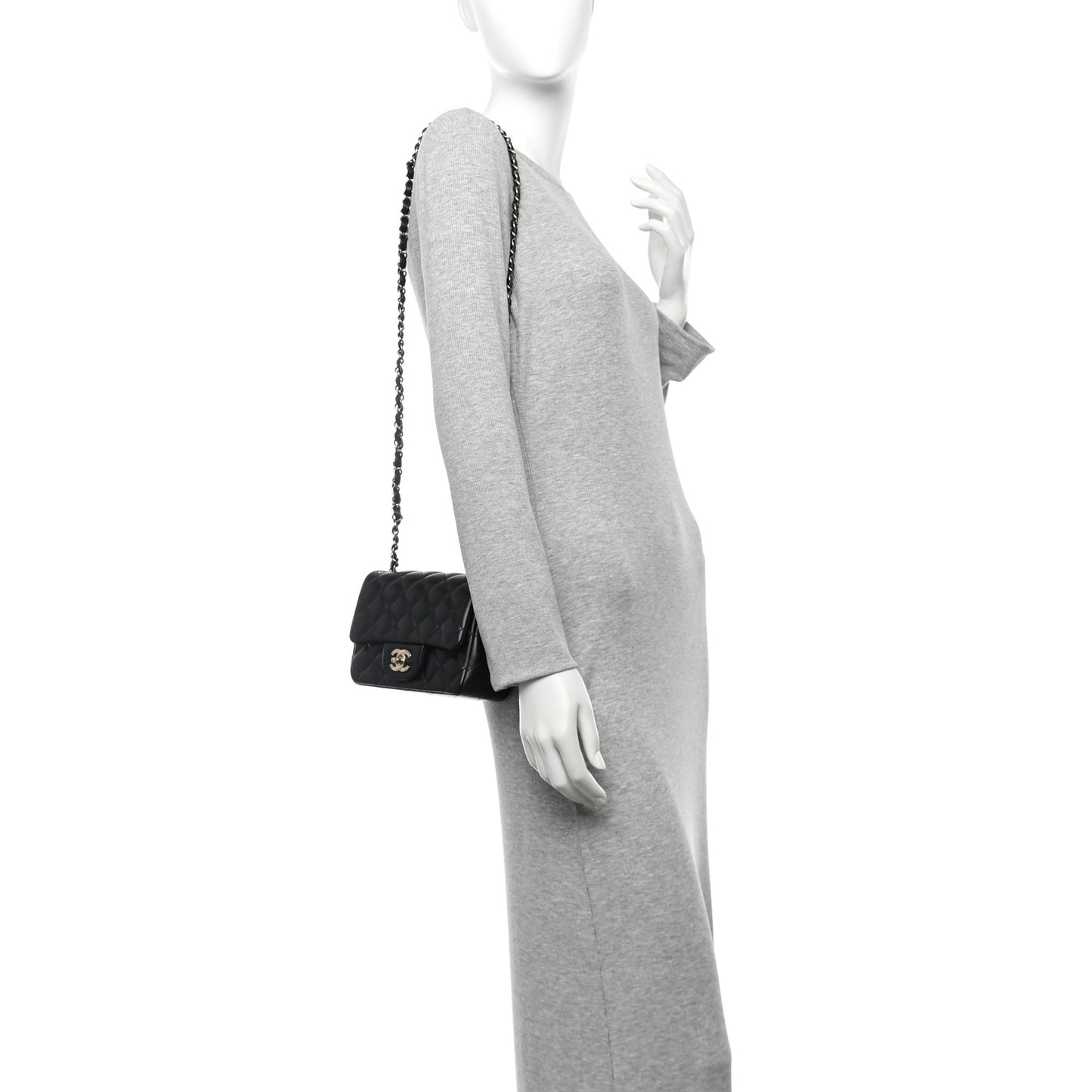 Lambskin Quilted Mini Square Flap Black