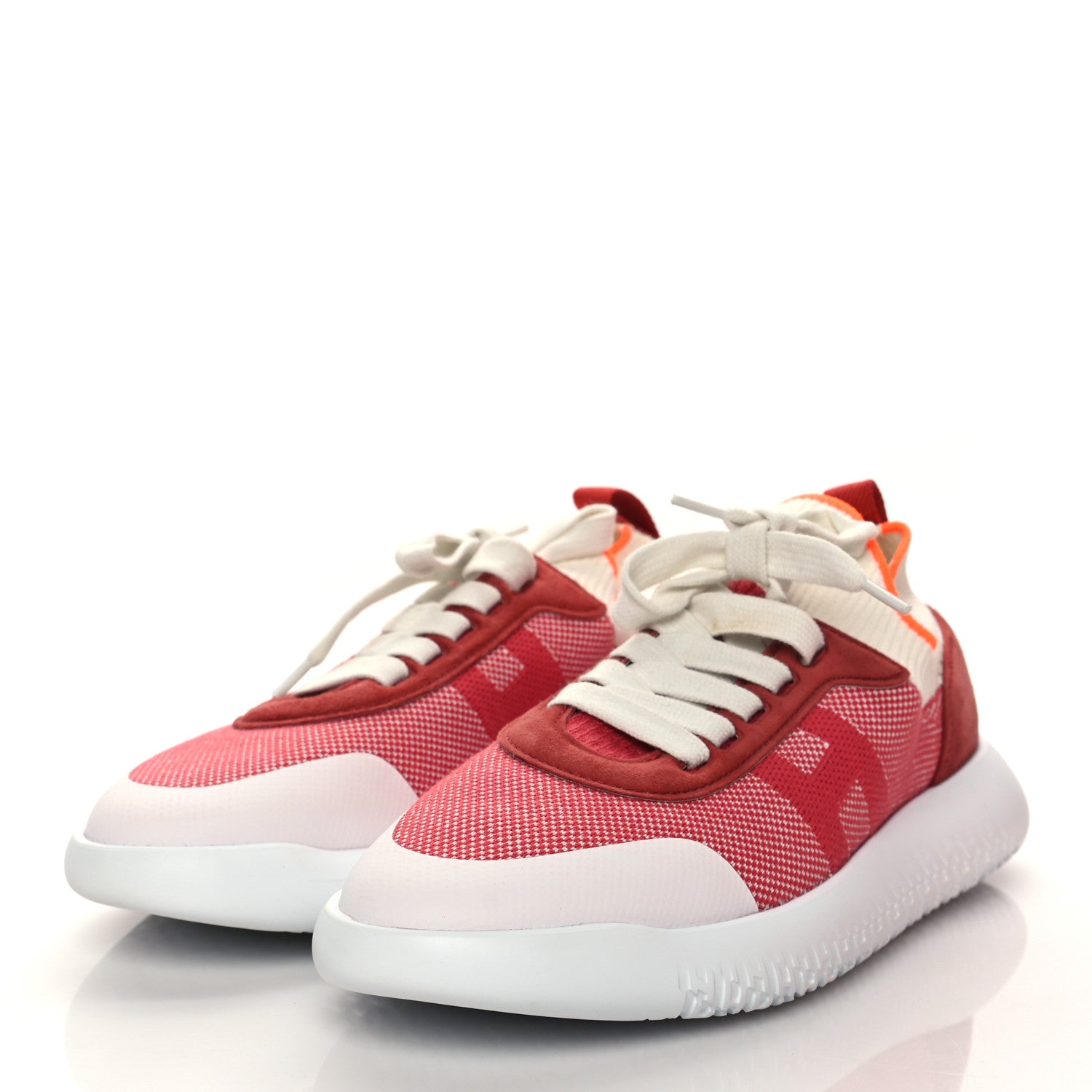 Hermes Knit Suede Goatskin Womens Crew Sneakers 40 Multicolor Rose 3 of 9