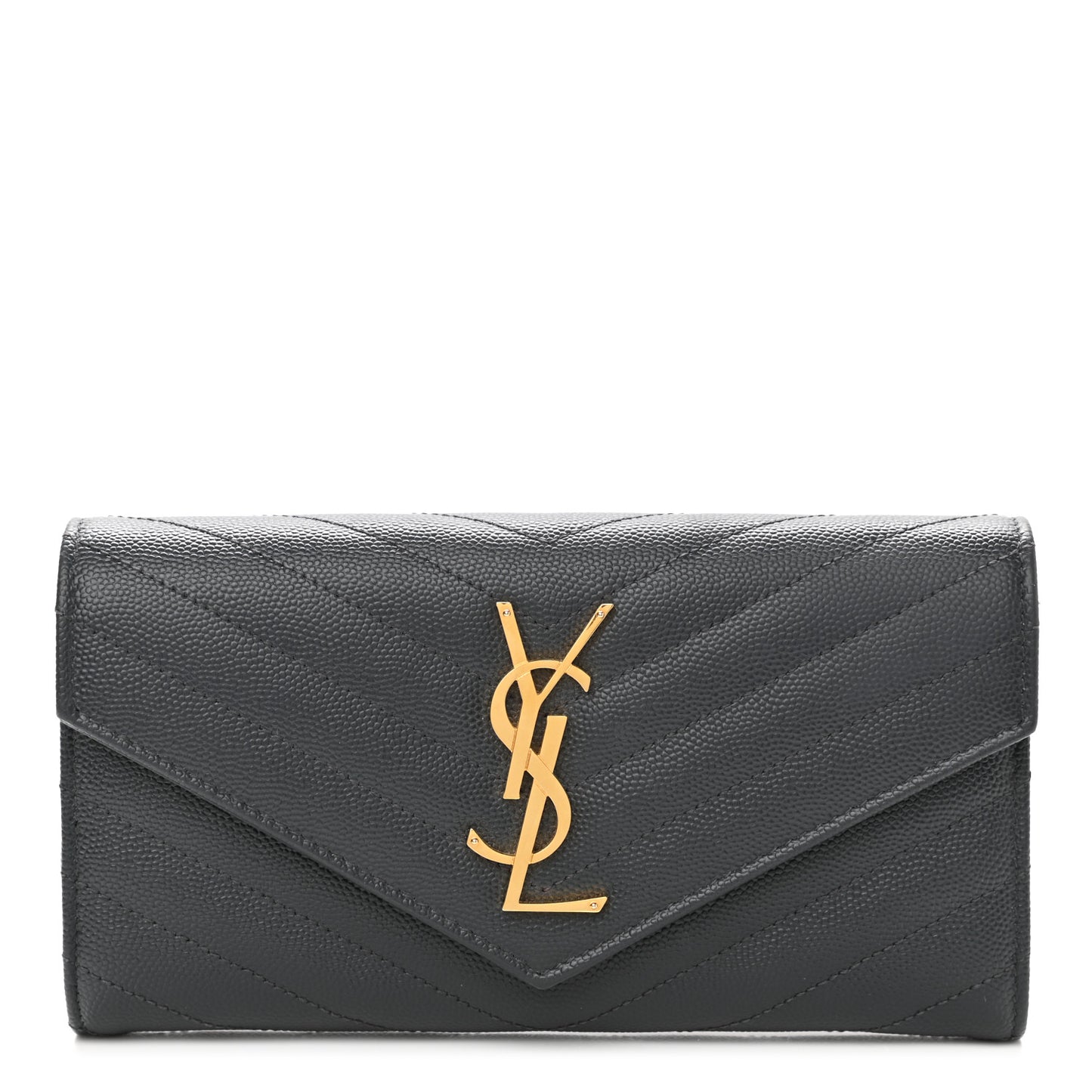 Gjmrain De Poudre Matelasse Chevron Monogram Flap Wallet Fog