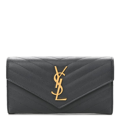 Saint Laurent Gjmrain De Poudre Matelasse Chevron Monogram Flap Wallet Fog 1 of 9