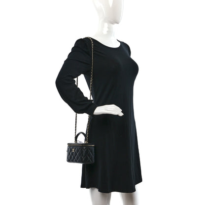 Chanel Lambskin Quilted Small Top Handle Vanity Case With Chain Black 2 of 10