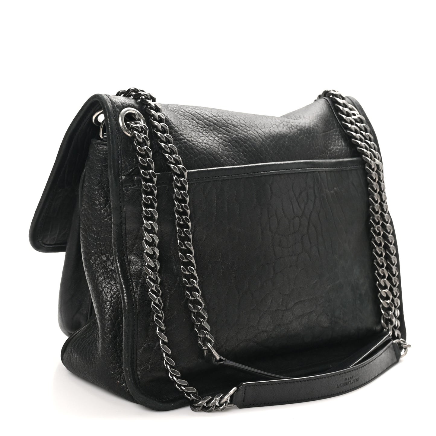 Grained Lambskin Monogram Medium Niki Chain Satchel Black