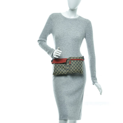 Gucci GG Monogram Web Double Pocket Belt Bag Navy Red 2 of 7