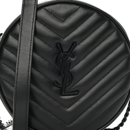 Saint Laurent Calfskin Matelasse Chevron Round Vinyle Camera Bag Black 8 of 11