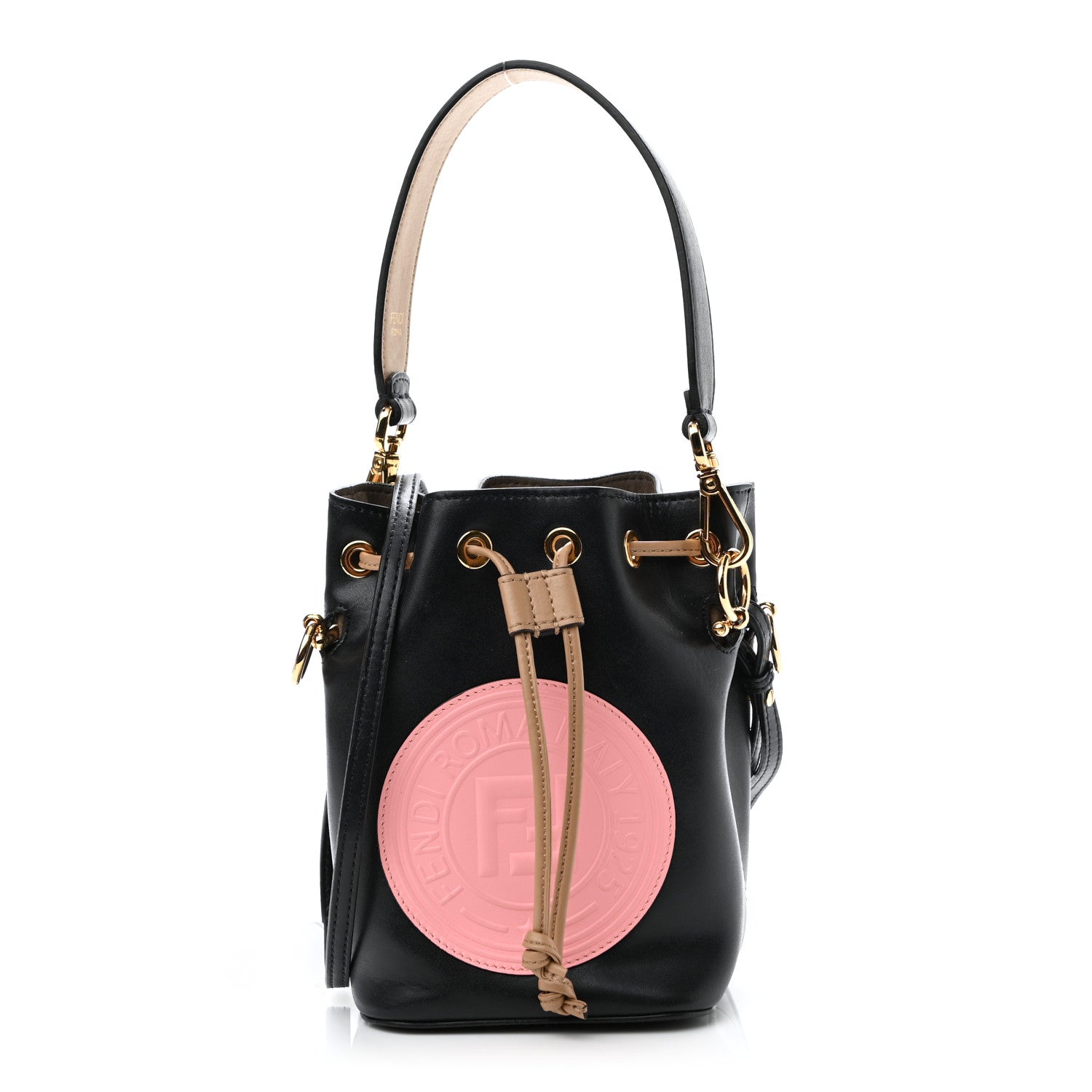 Fendi Vitello Liberty F is Fendi Stamp Patch Mini Mon Tresor Bucket Bag Blue Notte Cuoio Flamingo 1 of 12