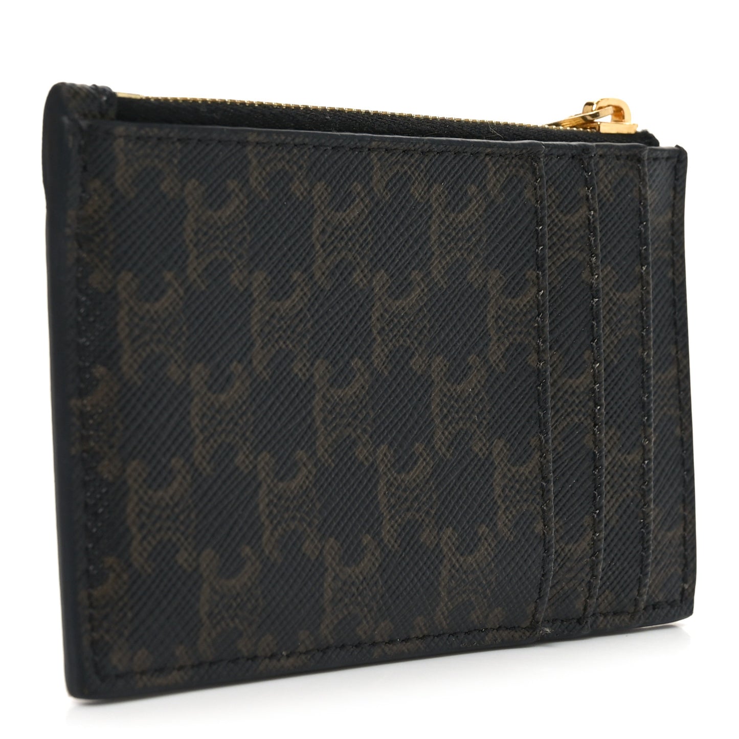 Triomphe Canvas Zipped Card Holder Tan
