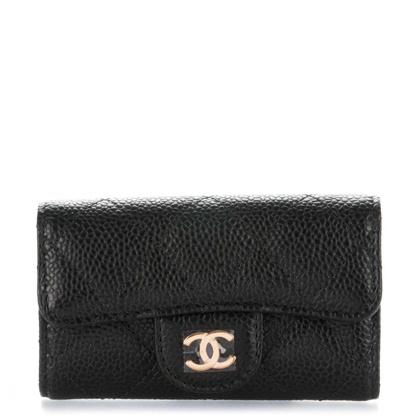Caviar Quilted 6 Key Holder Black