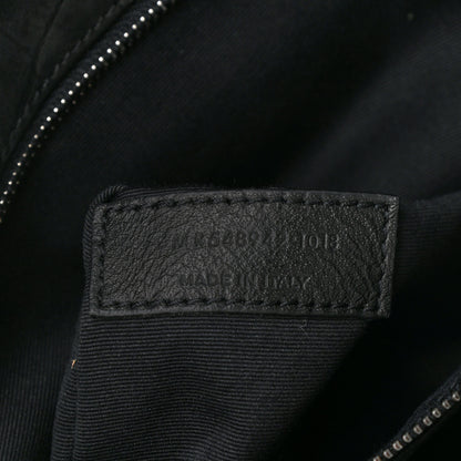 Saint Laurent Nubuck Crocodile Embossed Monogram Medium Niki Chain Satchel Black 7 of 9