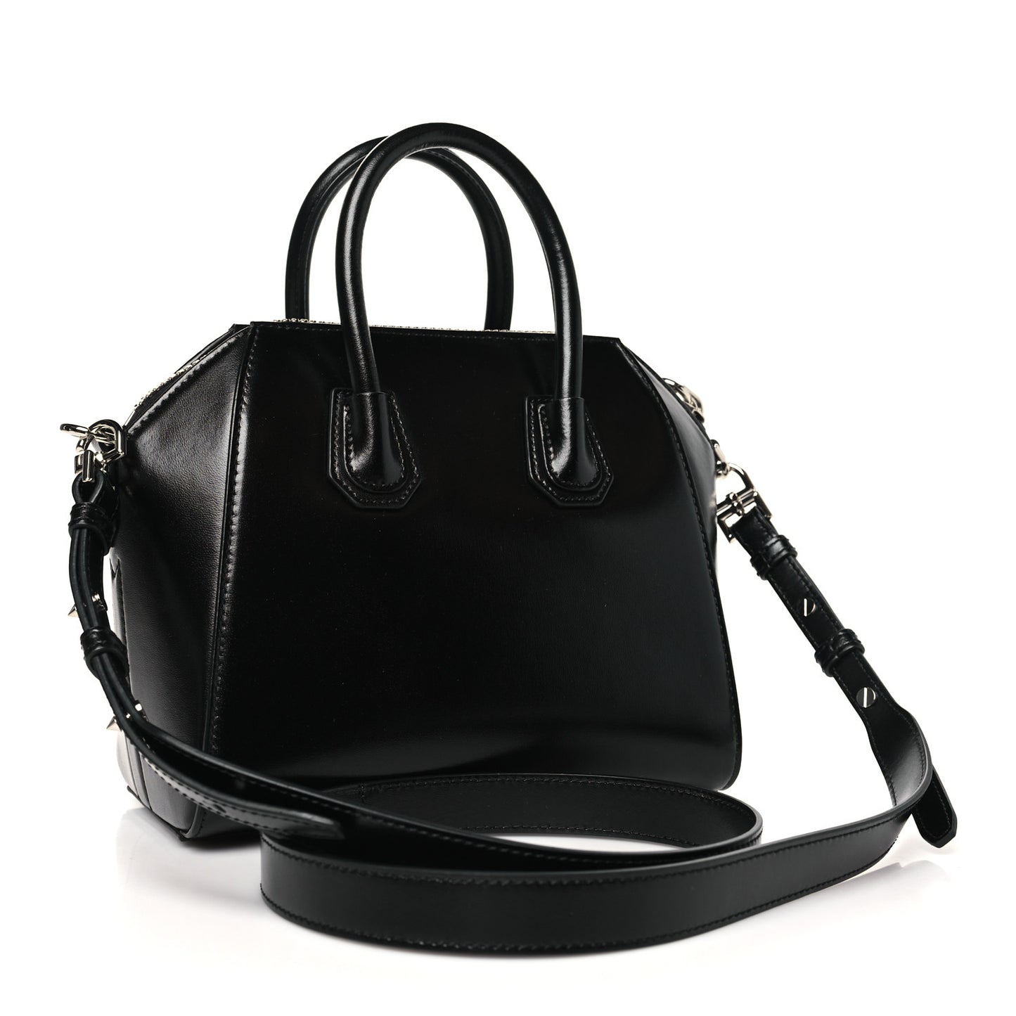 Shiny Lord Calfskin Mini Antigona Black
