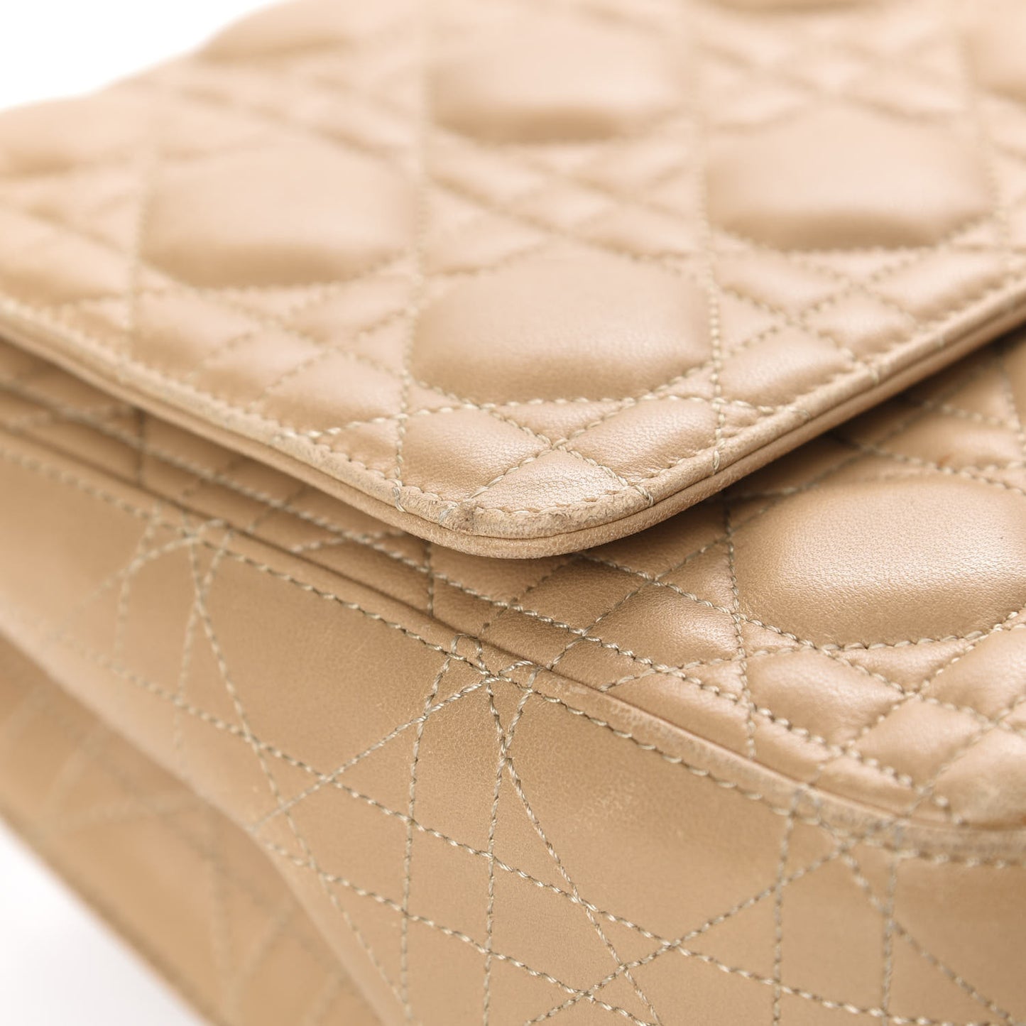 Lambskin Cannage Large Miss Dior Flap Beige