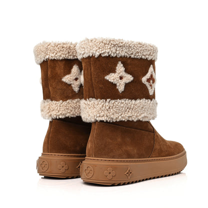 Louis Vuitton Suede Calfskin Shearling Snowdrop Flat Ankle Boot 38 Cognac 4 of 7