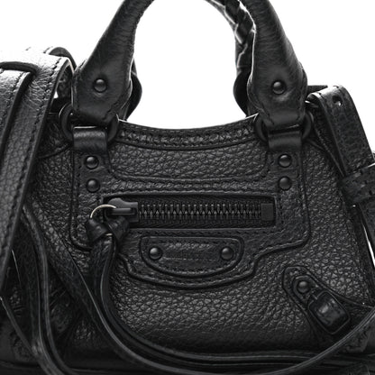 Balenciaga Grained Calfskin Neo Classic Black Hardware Super Nano City Crossbody Black 8 of 10