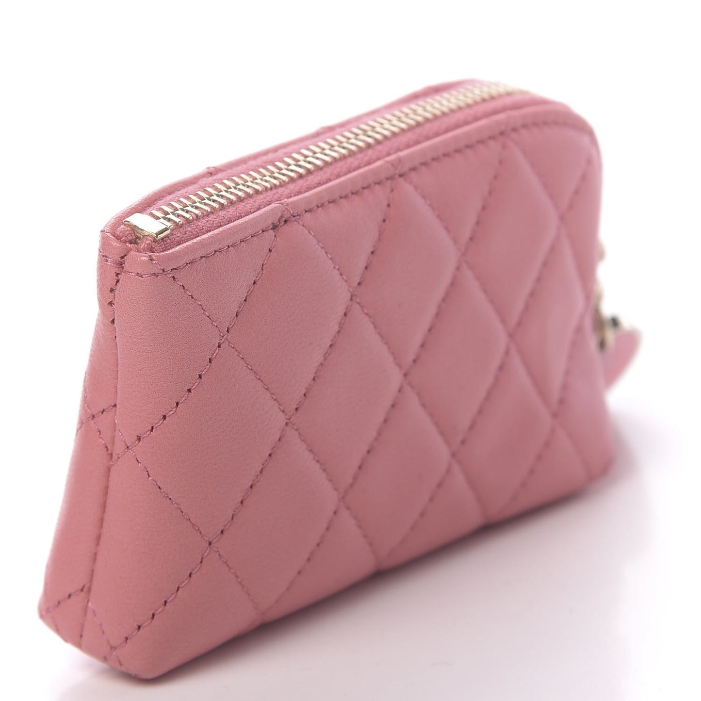 Lambskin Quilted Valentine Charms Key Holder Case Pink