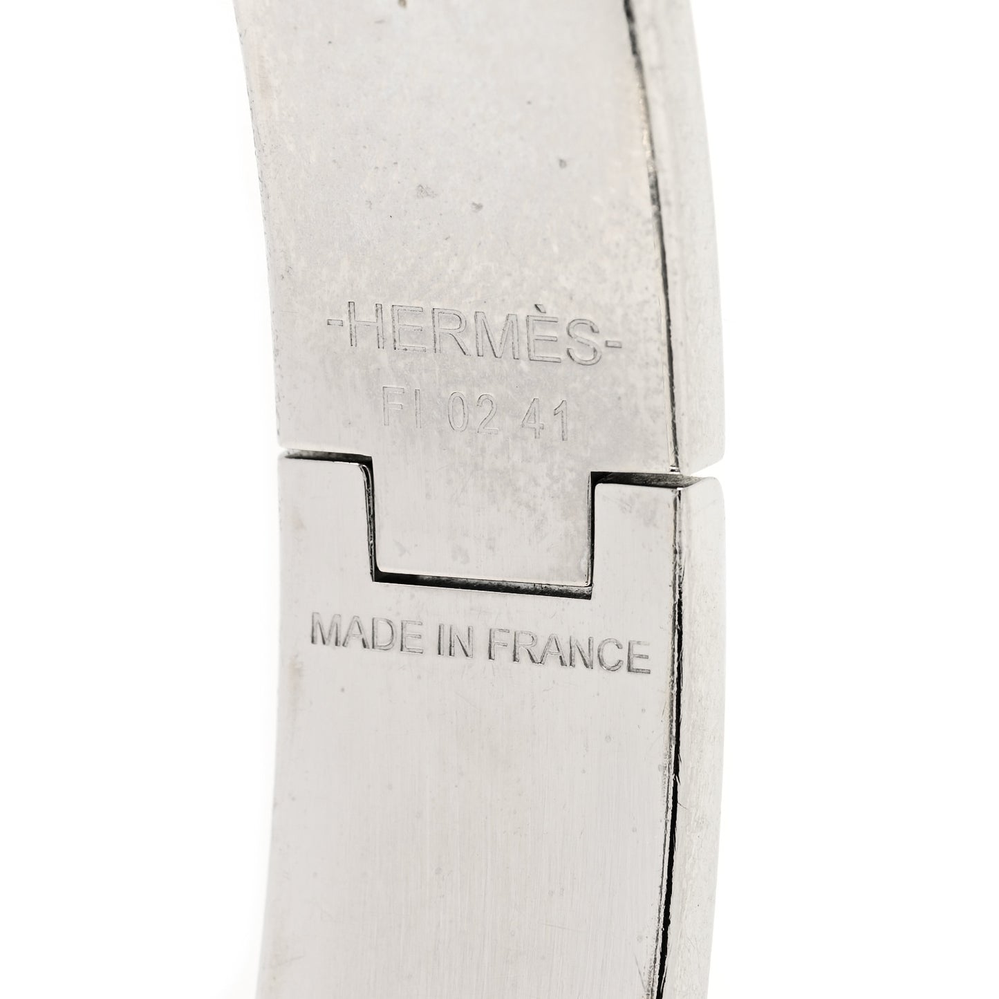 Enamel Narrow Printed Bijoux Trompe l'Oeill Clic Clac H Bracelet Platine White