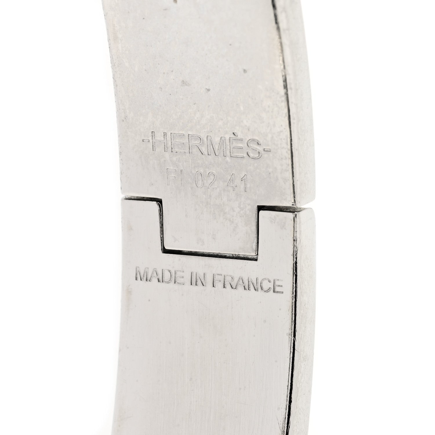 Hermes Enamel Narrow Printed Bijoux Trompe l'Oeill Clic Clac H Bracelet Platine White 4 of 5