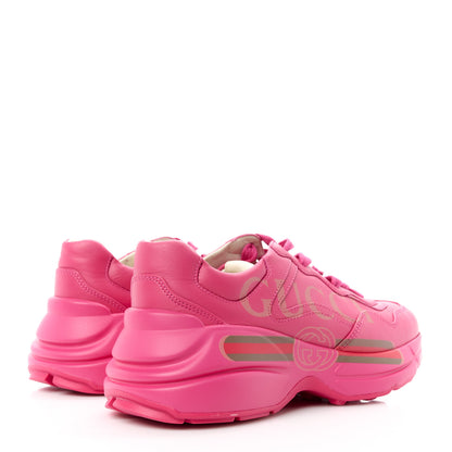 Gucci Calfskin Logo Mens Rhyton Sneakers 37.5 Box Pink 4 of 8