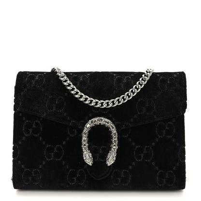 Gucci Velvet GG Monogram Mini Dionysus Chain Wallet Black 1 of 10