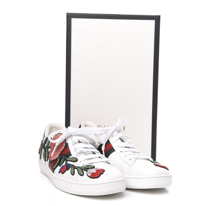 Gucci Calfskin Web Floral Embroidered Womens Ace Sneakers 39.5 White 10 of 10