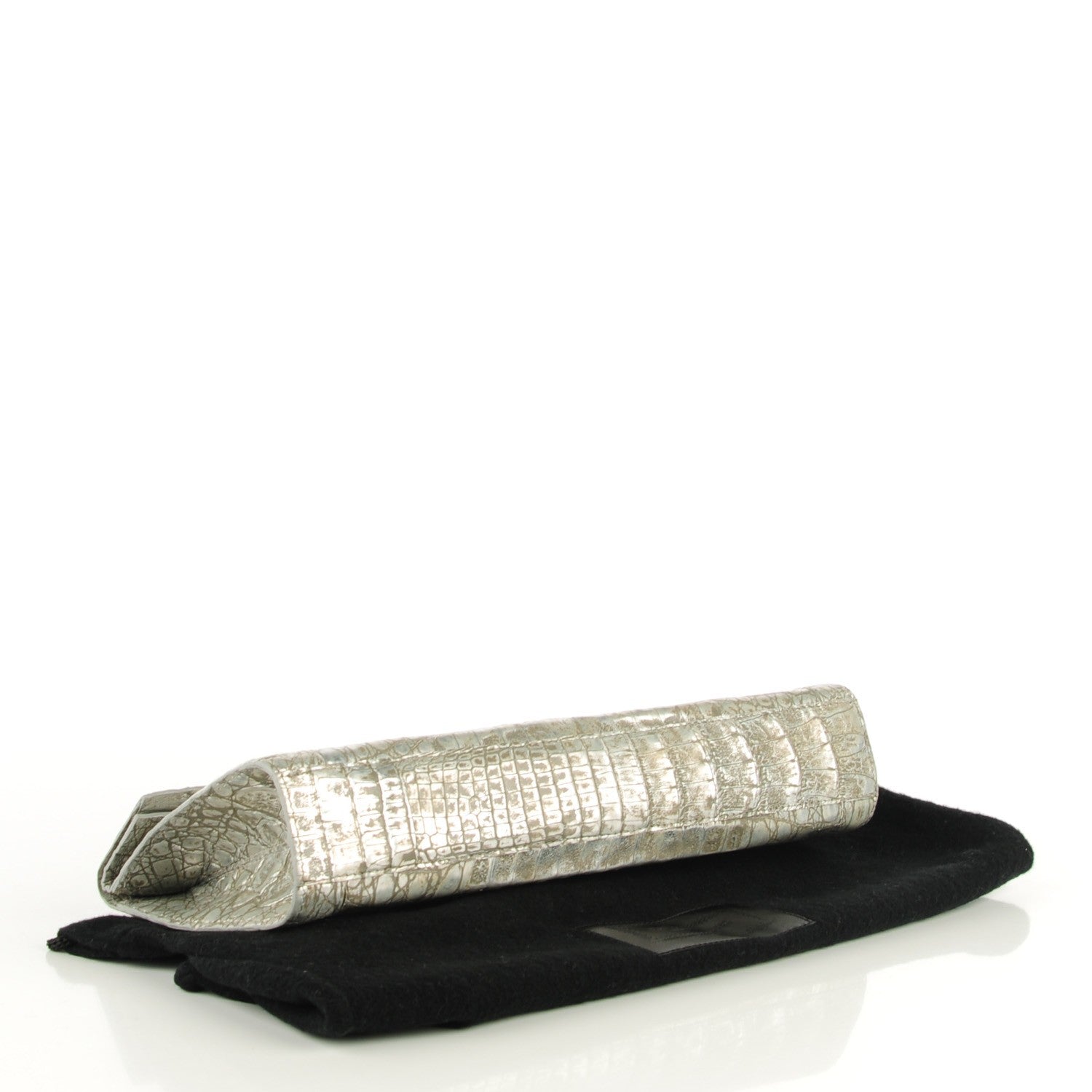 Nancy Gonzalez Metallic Crocodile Foldover Clutch Silver 4 of 7