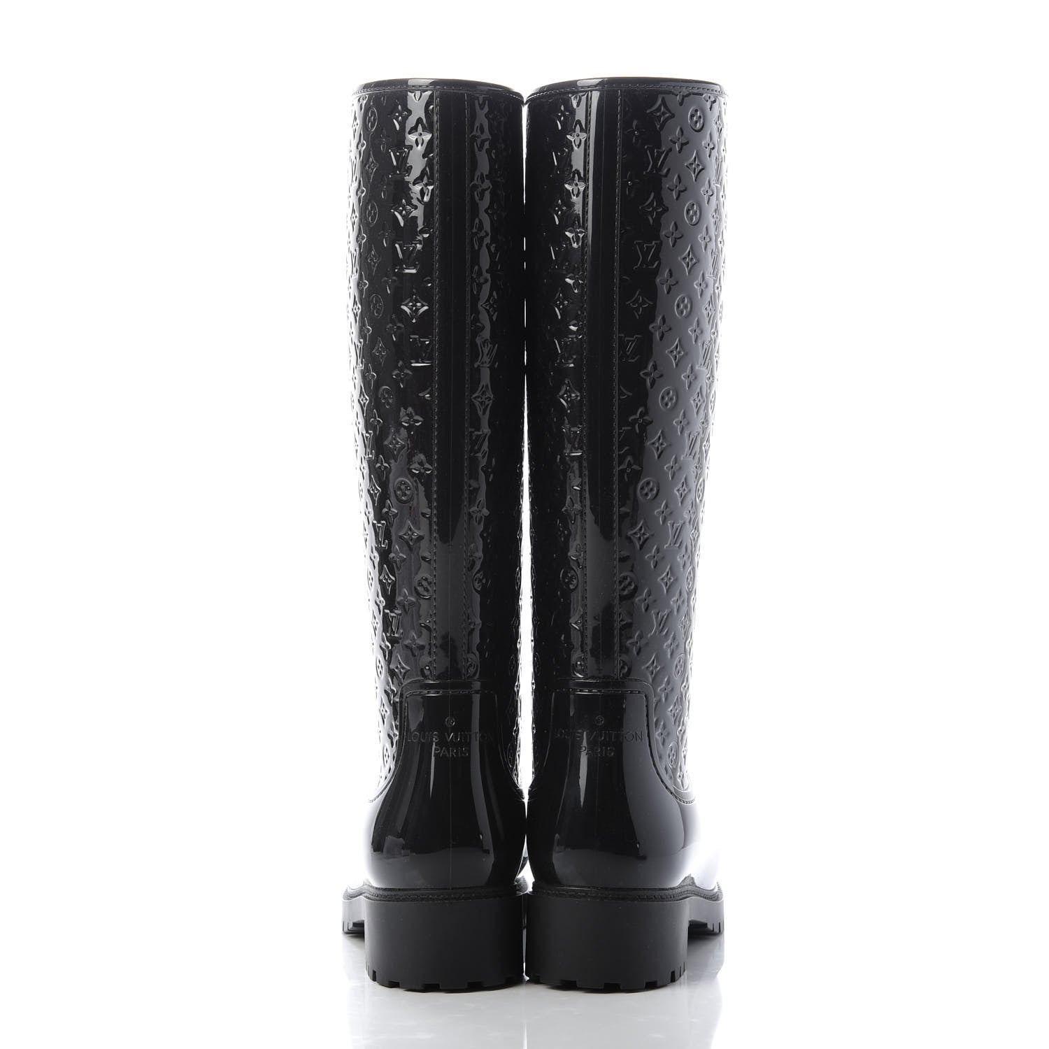 Louis Vuitton Rubber Embossed Monogram Splash Rain Boots 38 Black 6 of 9