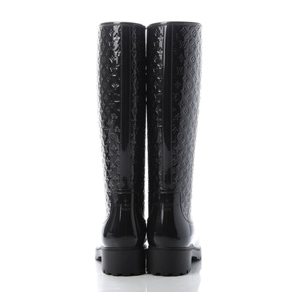 Louis Vuitton Rubber Embossed Monogram Splash Rain Boots 38 Black 6 of 9