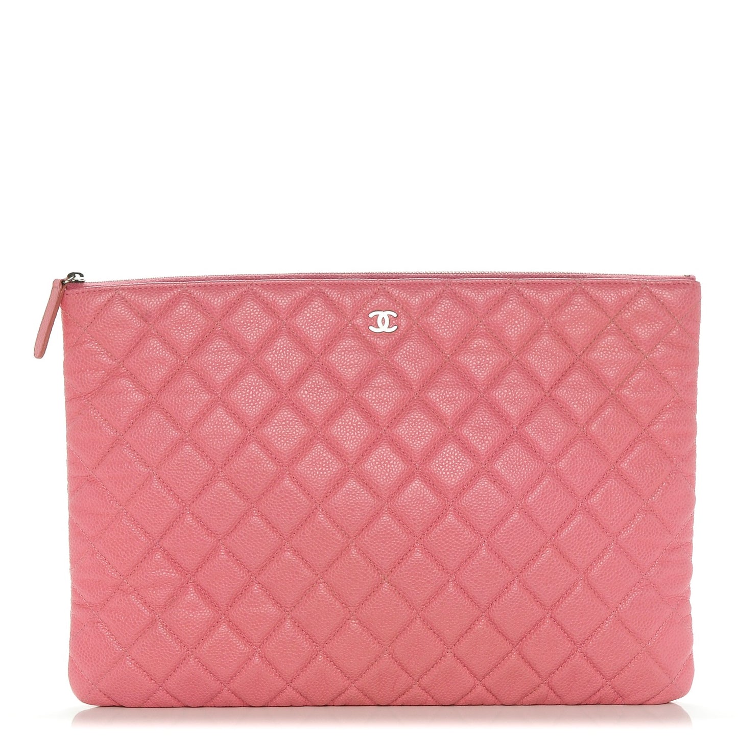 Caviar Quilted Large Cosmetic Case Rose Pink