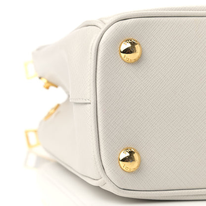 Prada Saffiano Lux Mini Double Zip Galleria Tote Talco 7 of 8
